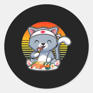 Kawaii Anime Cat Otaku Japanese Sushi Gift Girls K Ronde Sticker