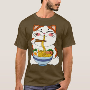 Kawaii Anime Cat Ramen Noodle Women Mannen Teen Bo T-shirt