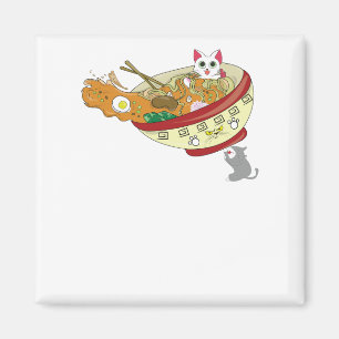 Kawaii Anime Cat Shirt Japans Ramen Noodles Gift Magneet