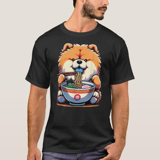 Kawaii Anime Chow Chow Dog Ramen T-shirt (Voorkant)