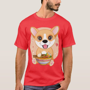Kawaii Anime Corgi Dog Ramen Noodles Cute Japans T-shirt