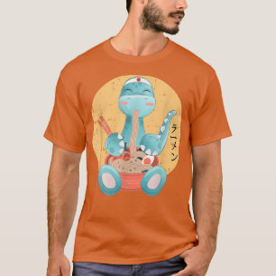 Kawaii Anime Dinosaur Eating Ramen Retro Japans T-shirt