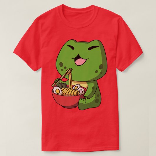 Kawaii Anime Frog Asian Noodles Japans Ramen 569 T-shirt (Design voorkant)