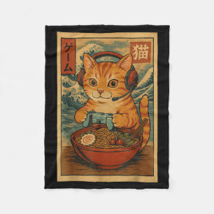 Kawaii Anime Gamer Kat Ramen Retro Japans Gamen Fleece Deken