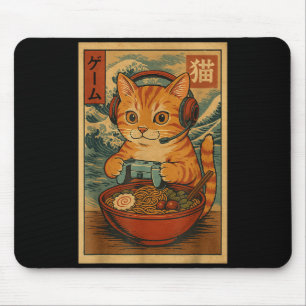 Kawaii Anime Gamer Kat Ramen Retro Japans Gamen Muismat