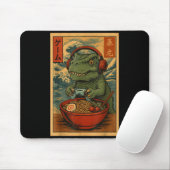Kawaii Anime Gamer T-rex Ramen Retro Japanese Gami Muismat (Met muis)