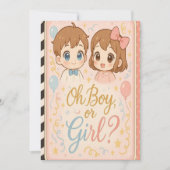 Kawaii Anime Genderonthulling Uitnodiging.Oh Boy O Kaart (Voorkant)