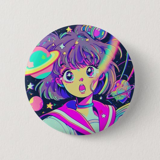 Kawaii Anime Girl Button (Voorkant)