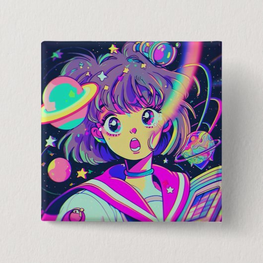 Kawaii Anime Girl Button (Voorkant)