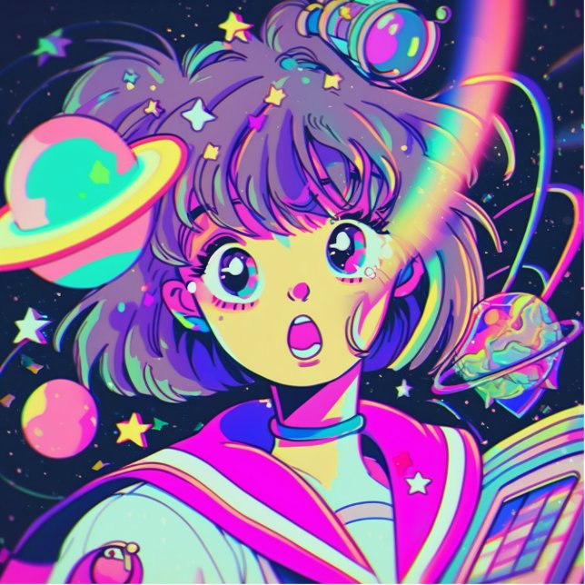 Kawaii Anime Girl Cutout Staand Fotobeeldje (Voorkant)