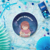 Kawaii Anime Girl Melkwegstelsel Papieren Bordje (Feest)