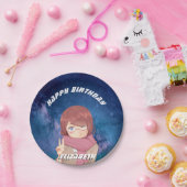 Kawaii Anime Girl Melkwegstelsel Papieren Bordje (Feest)