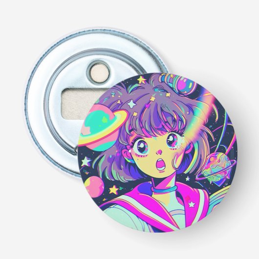 Kawaii Anime Girl Open Button Flesopener (Voorkant)