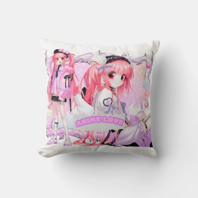 Kawaii Anime Girl Pillow Kussen (Voorkant)