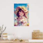 Kawaii Anime Girl Poster (Keuken)