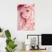 Kawaii Anime Girl Poster (Thuiskantoor)