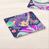 Kawaii Anime Girl Square Paper Onderzetter (Schuin)