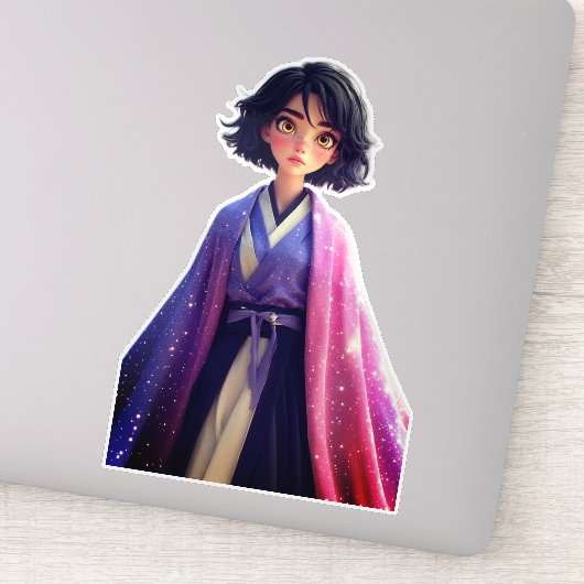Kawaii Anime Girl Sticker | Cute Galaxy Aesthetic  (Detail)