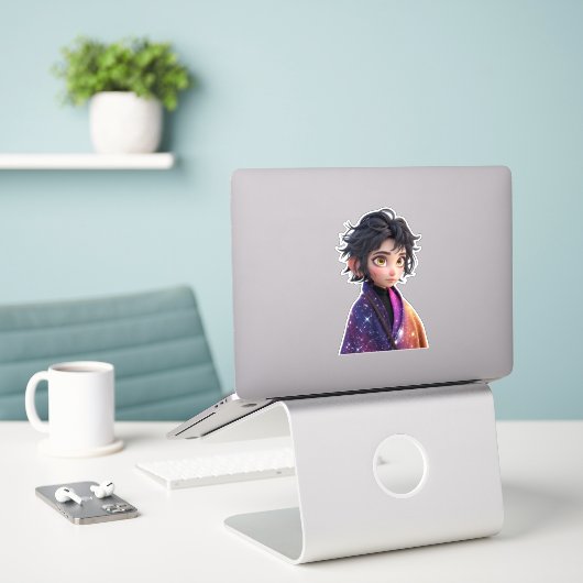 Kawaii Anime Girl Sticker | Schattigee galaxy esth (Laptop op bureau)