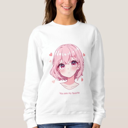 Kawaii Anime Girl Valentine Sweatshirt (Voorkant)