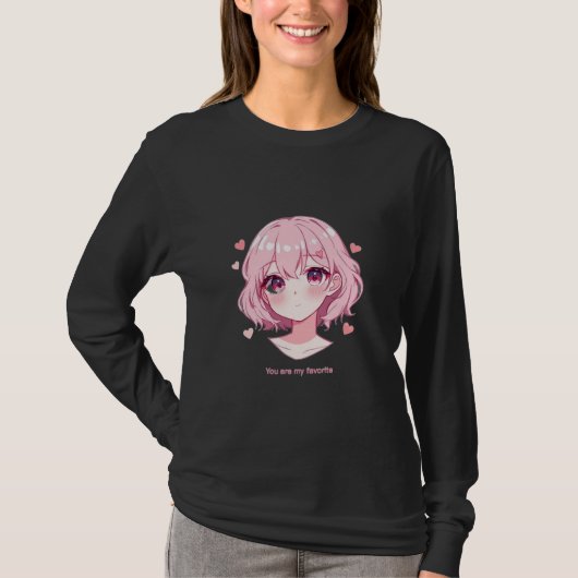 Kawaii Anime Girl Valentine Sweatshirt (Voorkant)