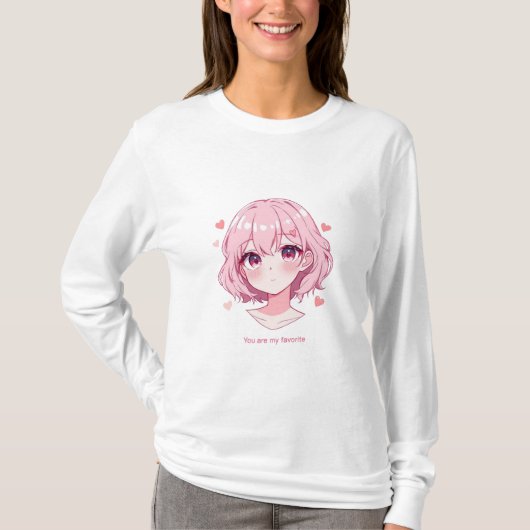 Kawaii Anime Girl Valentine Sweatshirt (Voorkant)