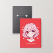Kawaii Anime Girl Valentine Sweatshirt Button (Voorkant / Achterkant)