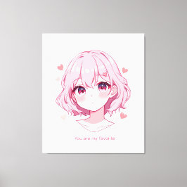 Kawaii Anime Girl Valentine Sweatshirt Canvas Afdruk