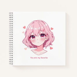 Kawaii Anime Girl Valentine Sweatshirt Notitieboek