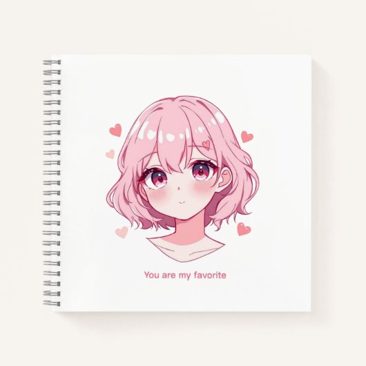 Kawaii Anime Girl Valentine Sweatshirt Notitieboek (Voorkant)