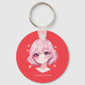 Kawaii Anime Girl Valentine Sweatshirt Sleutelhanger (Voorkant)