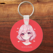 Kawaii Anime Girl Valentine Sweatshirt Sleutelhanger (Voorkant)