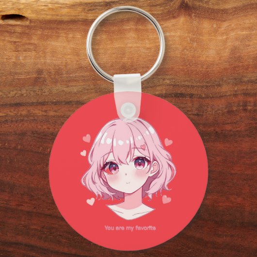 Kawaii Anime Girl Valentine Sweatshirt Sleutelhanger (Voorkant)