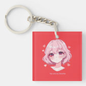 Kawaii Anime Girl Valentine Sweatshirt Sleutelhanger (voorkant)