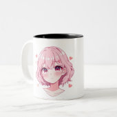 Kawaii Anime Girl Valentine Sweatshirt Tweekleurige Koffiemok (Voorkant links)