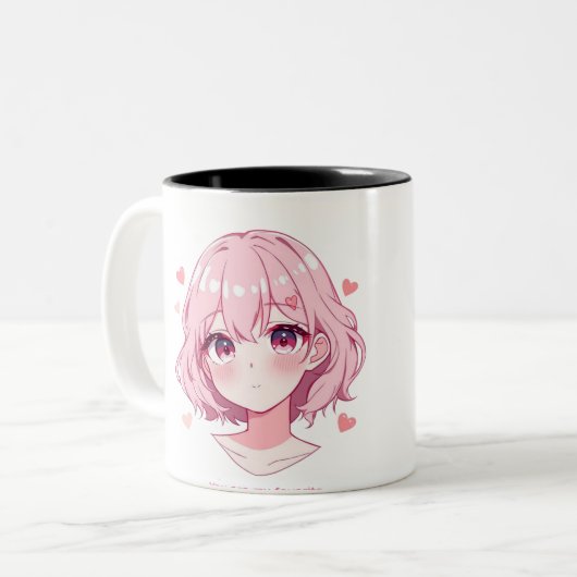 Kawaii Anime Girl Valentine Sweatshirt Tweekleurige Koffiemok (Voorkant links)