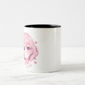 Kawaii Anime Girl Valentine Sweatshirt Tweekleurige Koffiemok (Center)