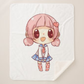 kawaii,anime,girl,wie houdt,schetsen, sherpa deken (Voorkant)