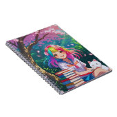 Kawaii Anime Girl with a Kitten Notitieboek (Rechterzijde)