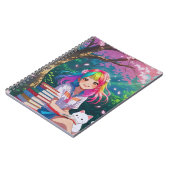 Kawaii Anime Girl with a Kitten Notitieboek (Linkerzijde)