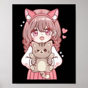 Kawaii Anime Kawaii Cat Lover Otaku Poster
