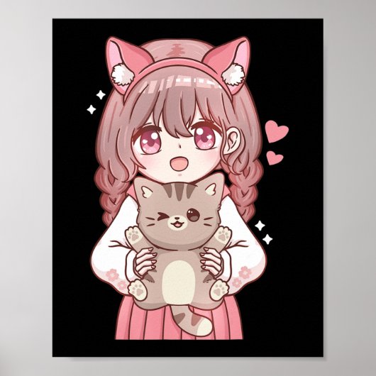 Kawaii Anime Kawaii Cat Lover Otaku Poster (Voorkant)