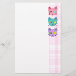Kawaii Anime Kittenkatten Roze Geruit Briefpapier