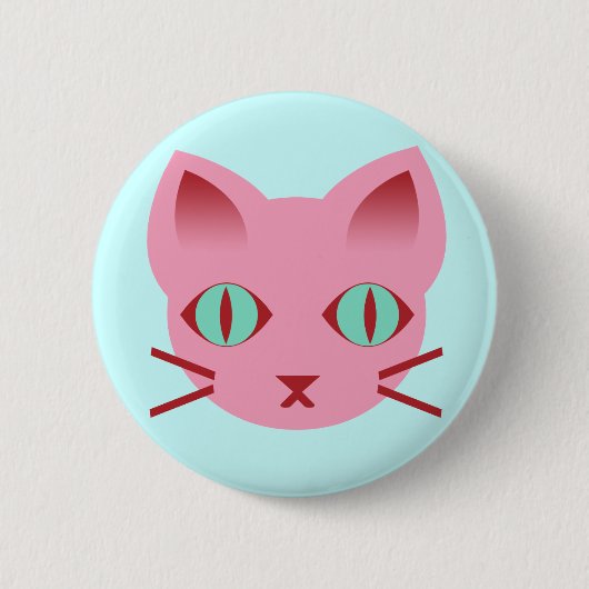 Kawaii Anime Kitty Cat Pink Blauwgroen Rood Ronde Button 5,7 Cm (Voorkant)