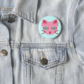 Kawaii Anime Kitty Cat Pink Blauwgroen Rood Ronde Button 5,7 Cm (In situ)