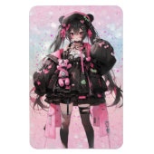 Kawaii Anime Meisje in Roze en Zwarte Jurk Magneet (Verticaal)