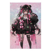 Kawaii Anime Meisje in Roze en Zwarte Jurk Perfect Poster (Voorkant)
