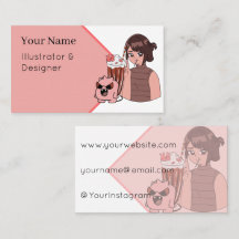 Kawaii Anime Meisje met Chocolade Milkshake & Roze