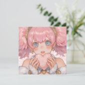 Kawaii anime meisje met hart kaart (Staand voorkant)