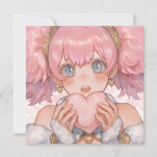 Kawaii anime meisje met hart kaart (Voorkant)